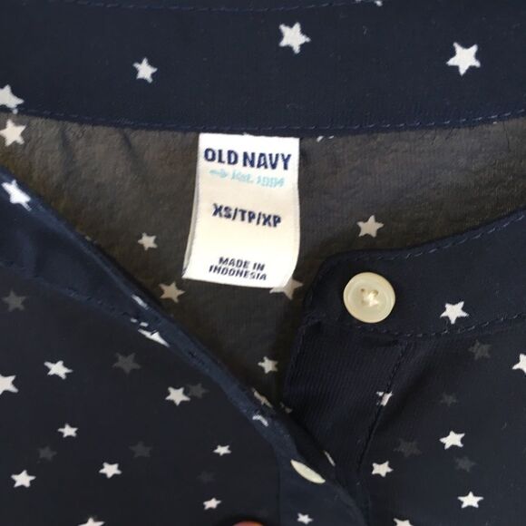 Navy Blue White Stars  Sheer Old Navy Blouse - Picture 5 of 5